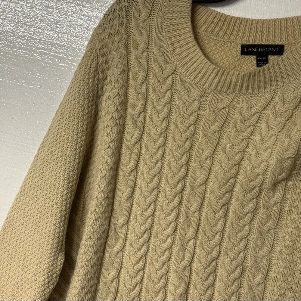 Lane Bryant Sweater Women Plus 22/24 Cable Knit Open Shoulder Long Sleeve Winter